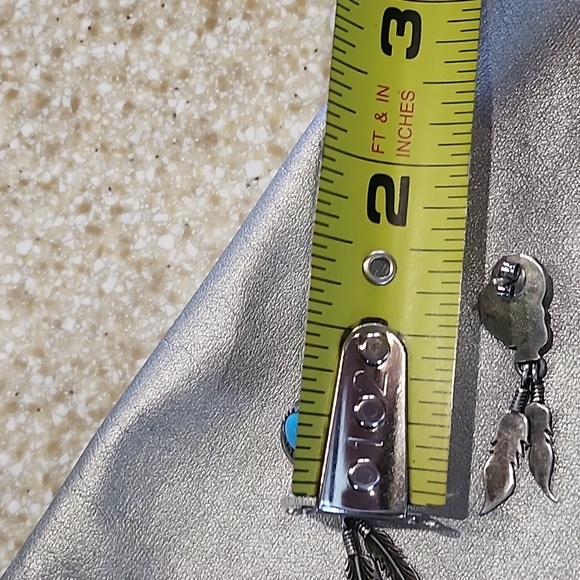 Vintage Turquoise Coral & Feather Silver Drop Earrings - Picture 3 of 6